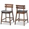 Baxton Studio Larine Dark Grey Upholstered Walnut Finished 2-Piece Counter Stool Set 159-9698 - alternate 1